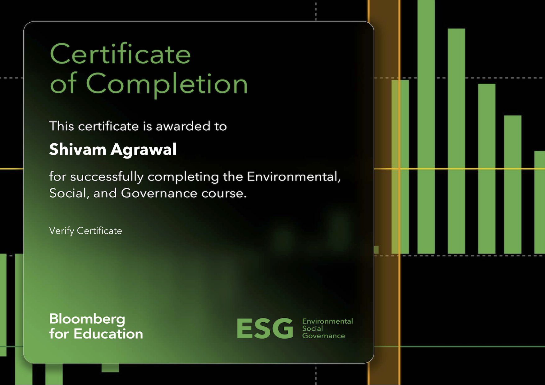 Certificate: Bloomberg ESG